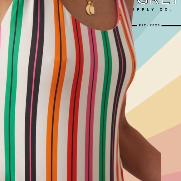 NWT Marine Layer Tahiti Cross Back One Piece Two-Tone Multi Stripe Swimming Suit - Picture 2 of 8